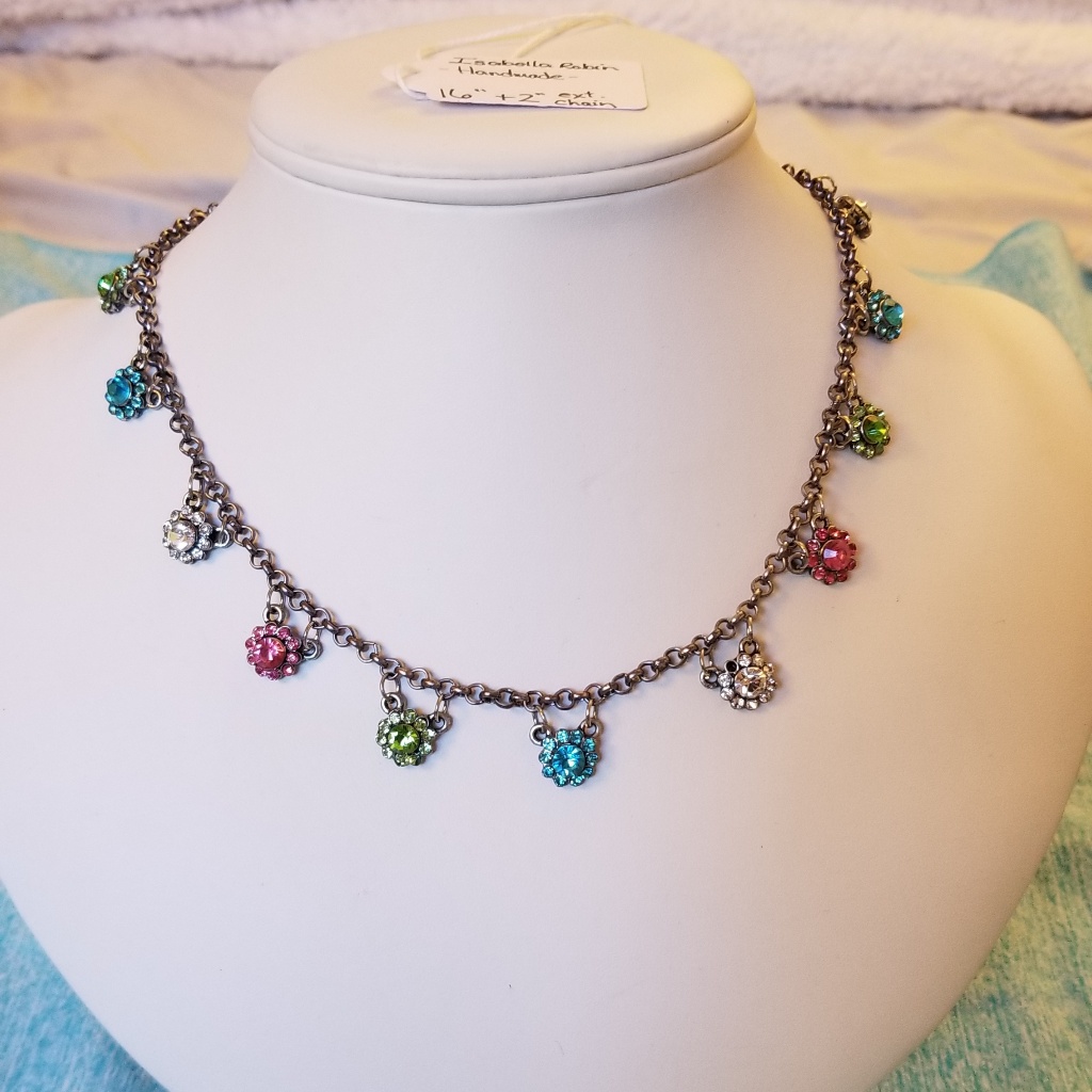 Hp Handmade Glass Crystal Flower Necklace